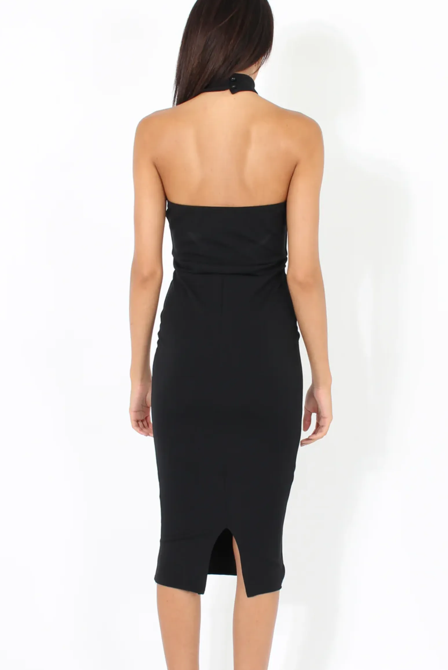 Rebellious Fashion Black Choker Bandeau Mesh Dress - Alva