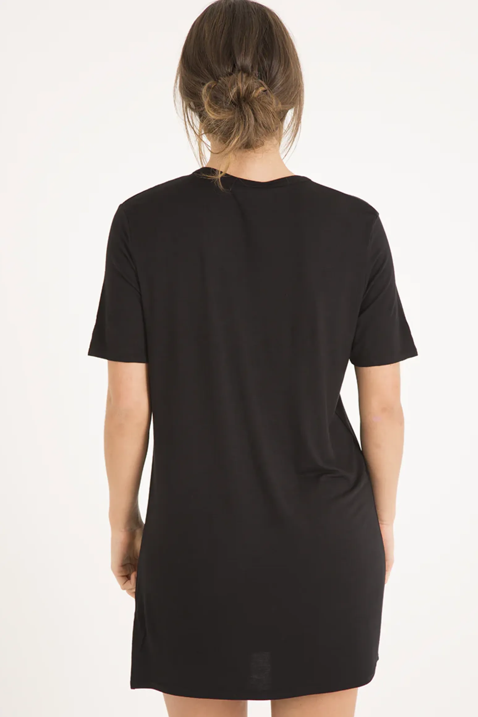 Rebellious Fashion Black Choker Neck Loyalty T-shirt Dress - Una