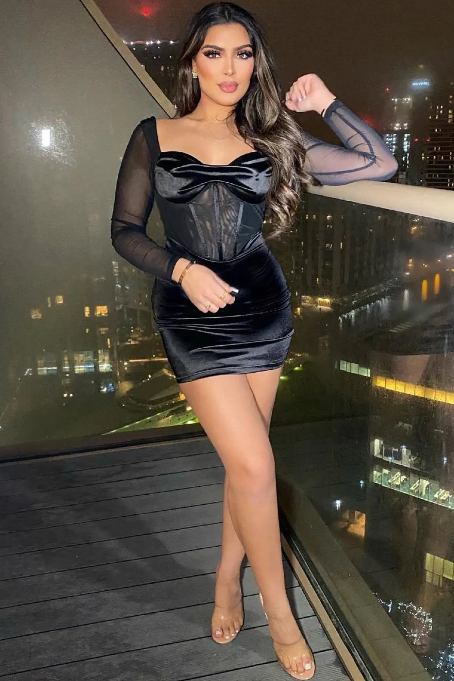 Rebellious Fashion Black Corset Look Satin Mini Dress - Melody