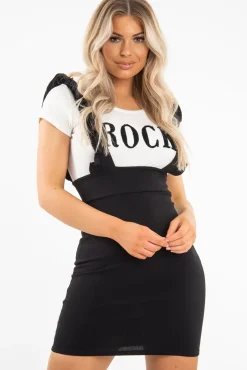 Rebellious Fashion Black Crepe Ruffle Dress - Maisy
