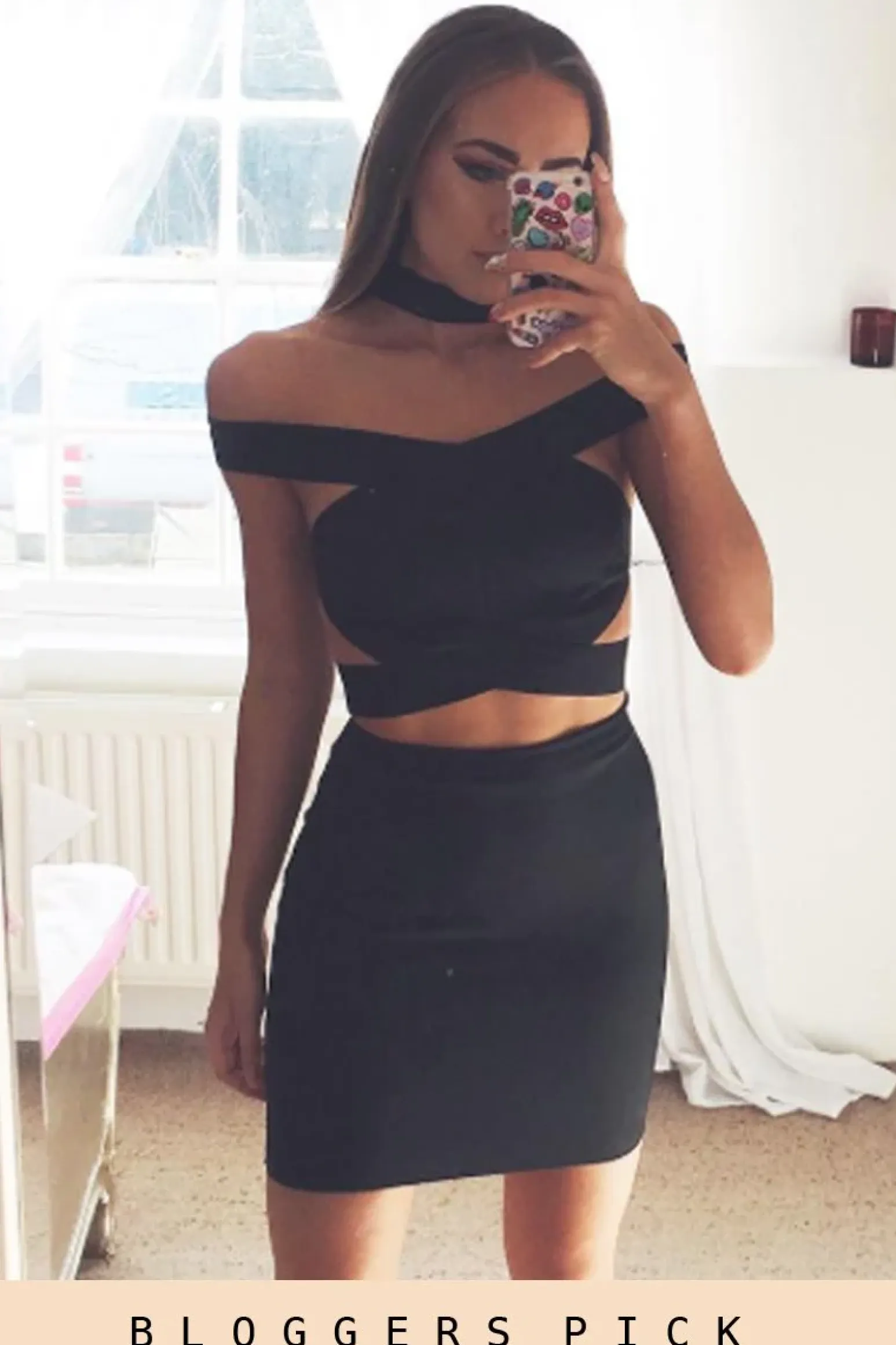 Rebellious Fashion Black Cut Out Bandage Dress - Ainsley