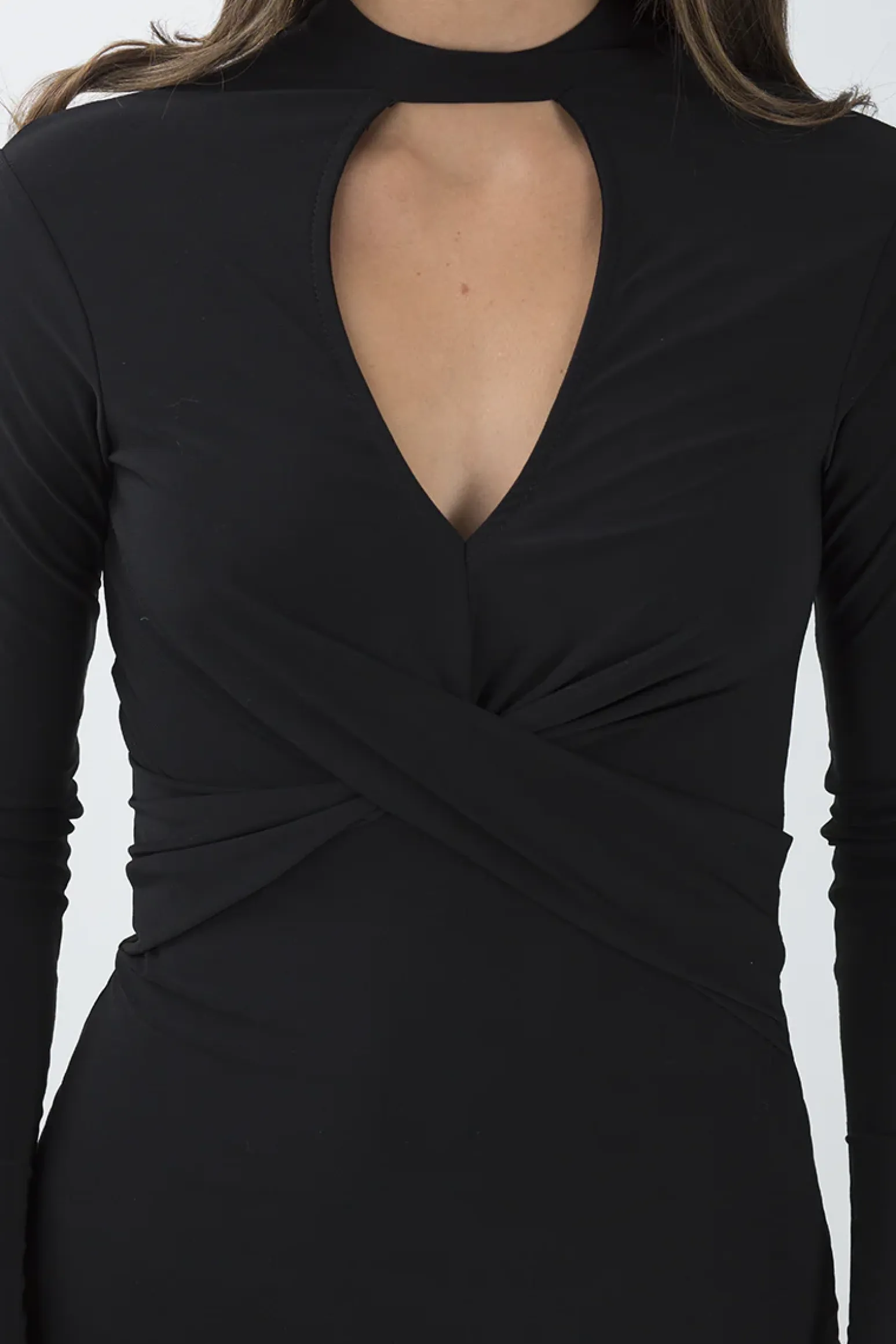 Rebellious Fashion Black Cut Out Choker Cross Over Bodycon Dress - Toula