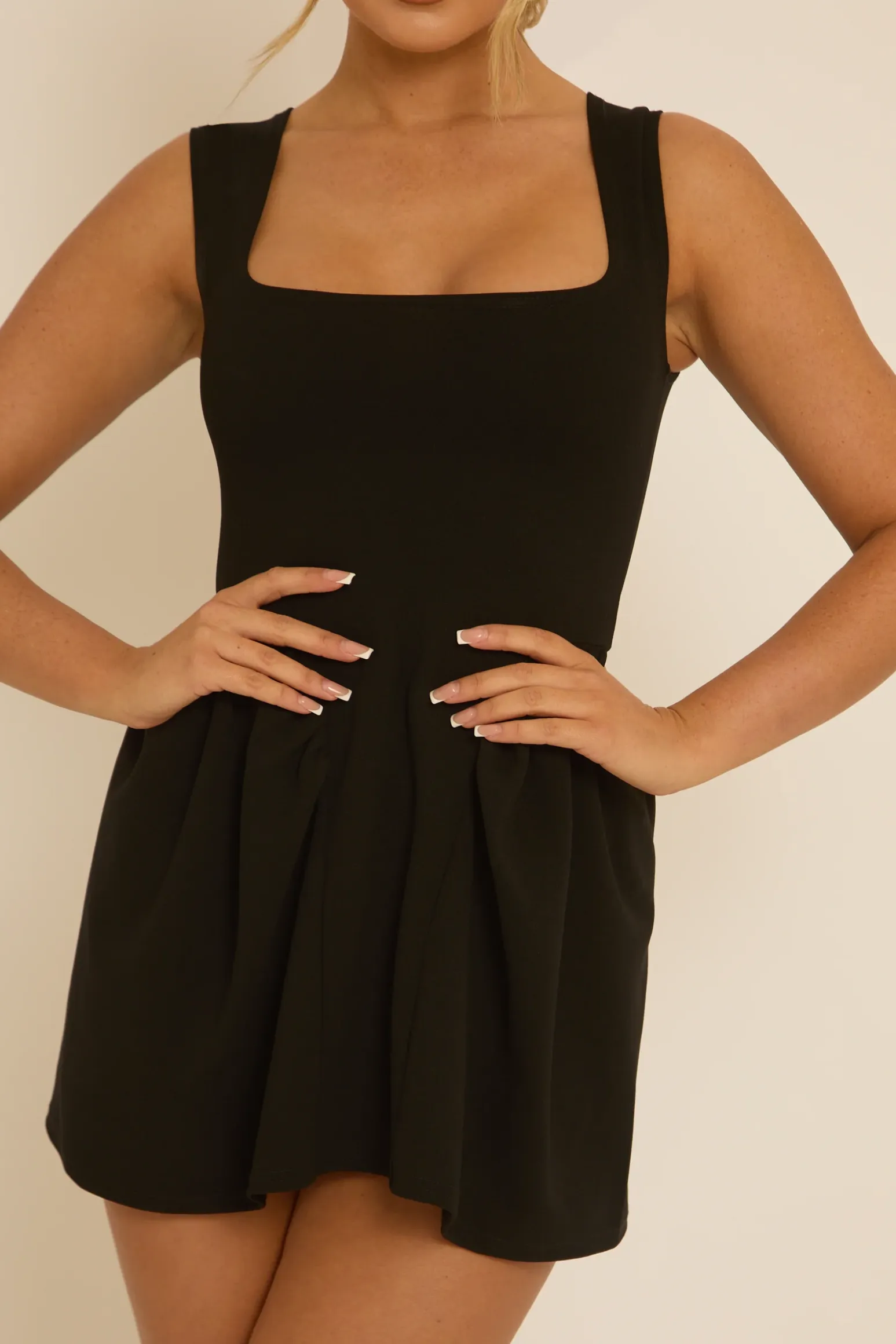 Rebellious Fashion Black Drop Waist Mini Dress - Sandi
