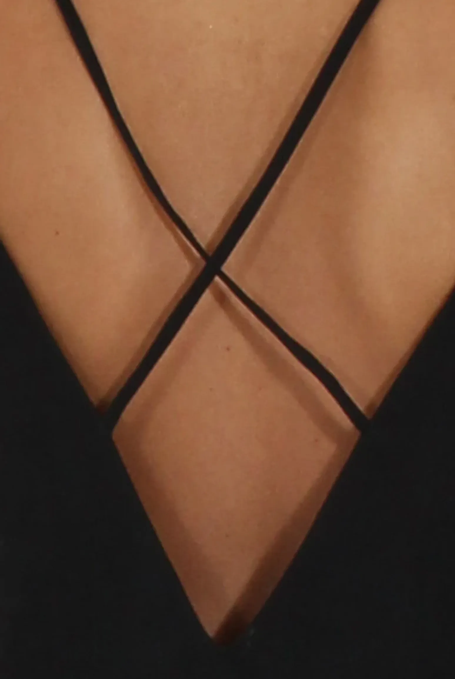Rebellious Fashion Black Faux Suede Strappy Back Slip Dress - Sylvie