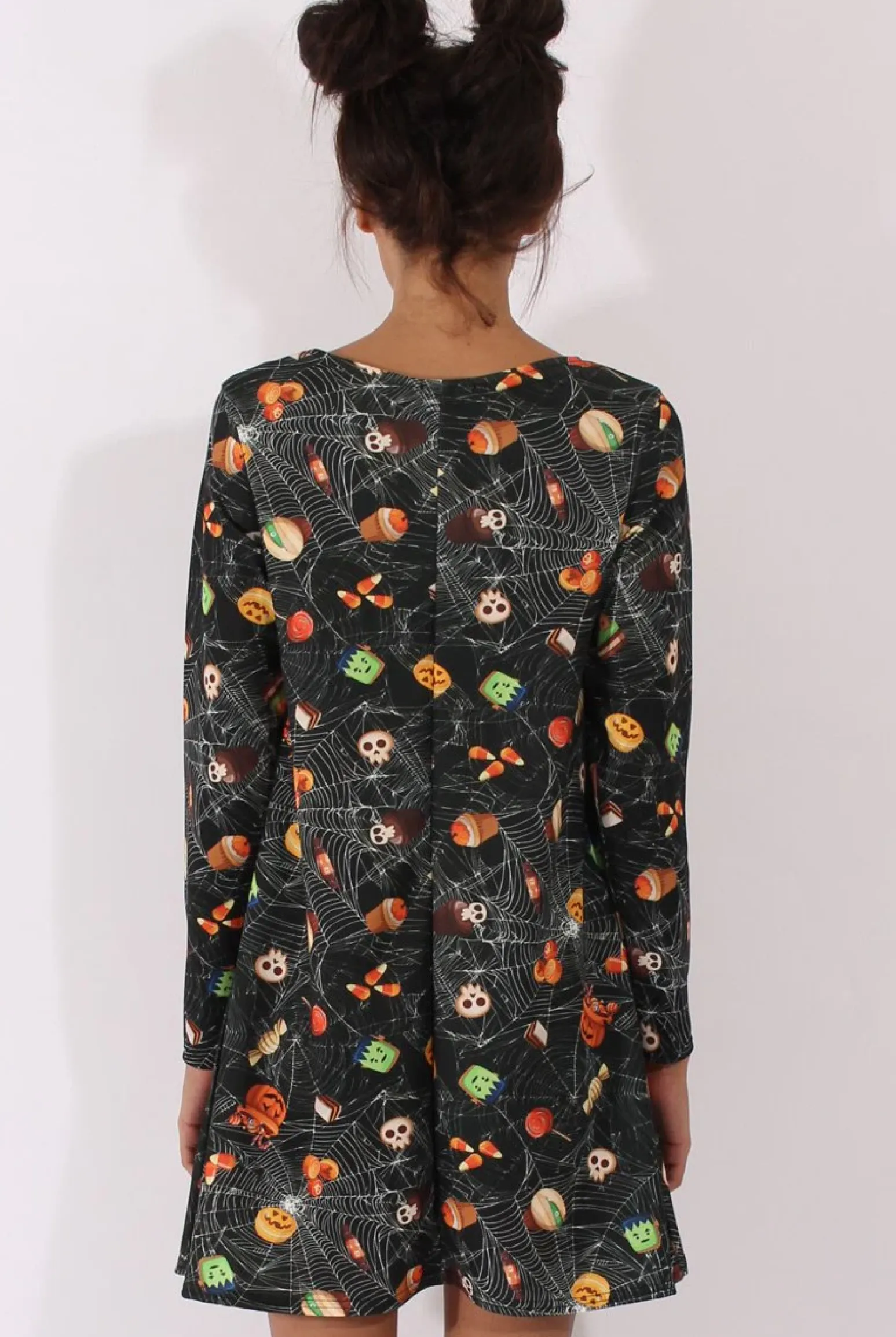 Rebellious Fashion Black Halloween Trick Or Treat Swing Dress - Sugar