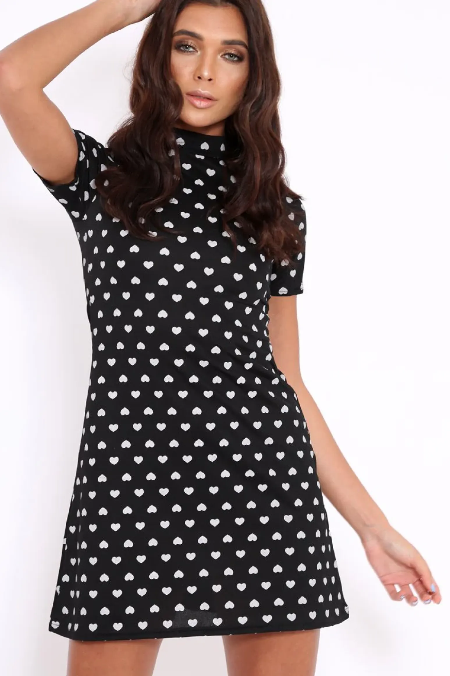 Rebellious Fashion Black Heart Print Bodycon Dress - Jiselle