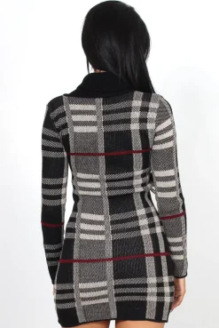 Rebellious Fashion Black Knitted Jumper Dress-Kande