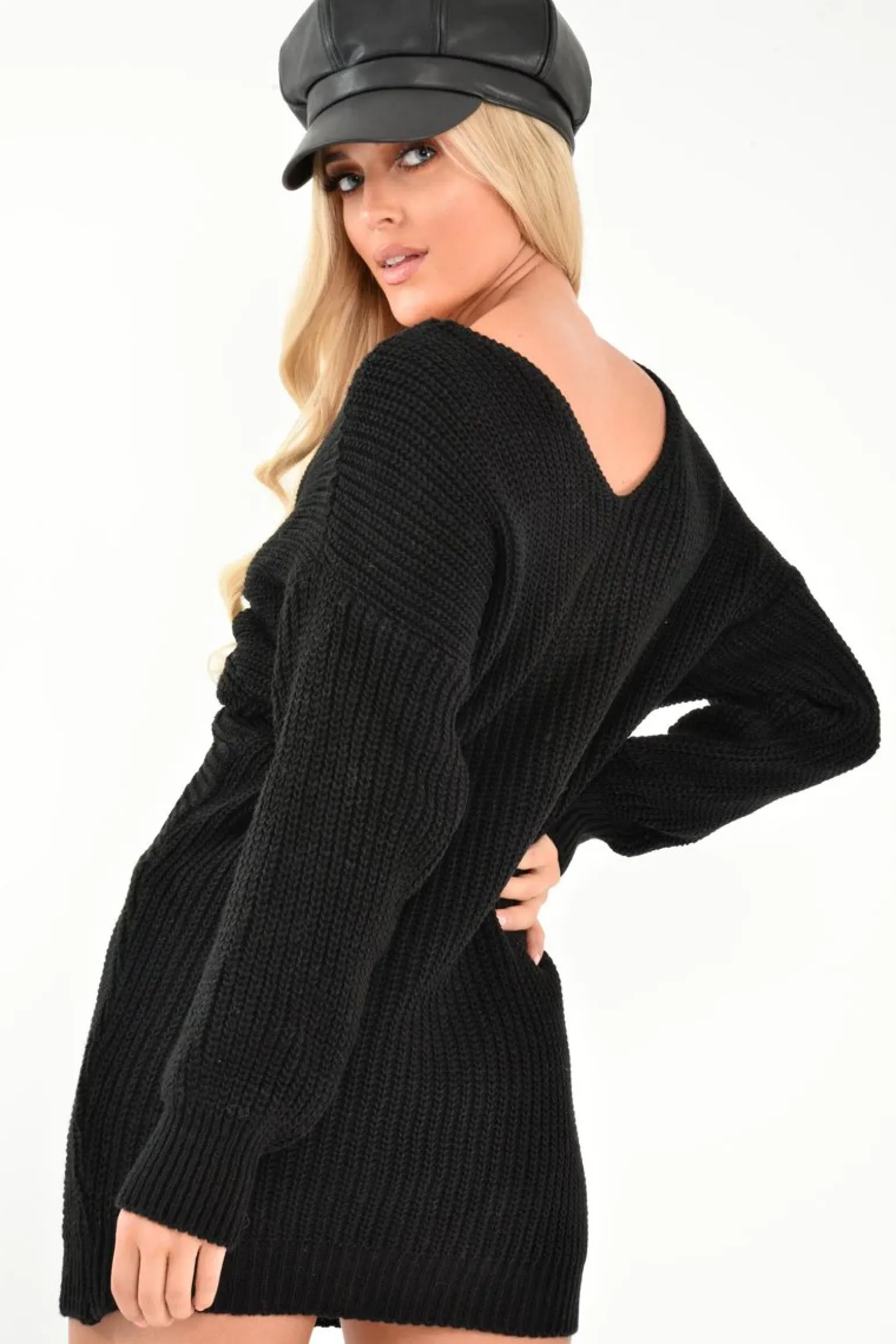 Rebellious Fashion Black Knot Front Jumper Dress - Hydee