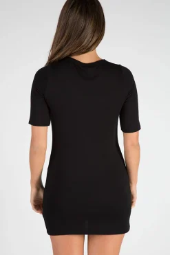 Rebellious Fashion Black Lace Up Wild Souls Graphic T-Shirt Dress - Ruby