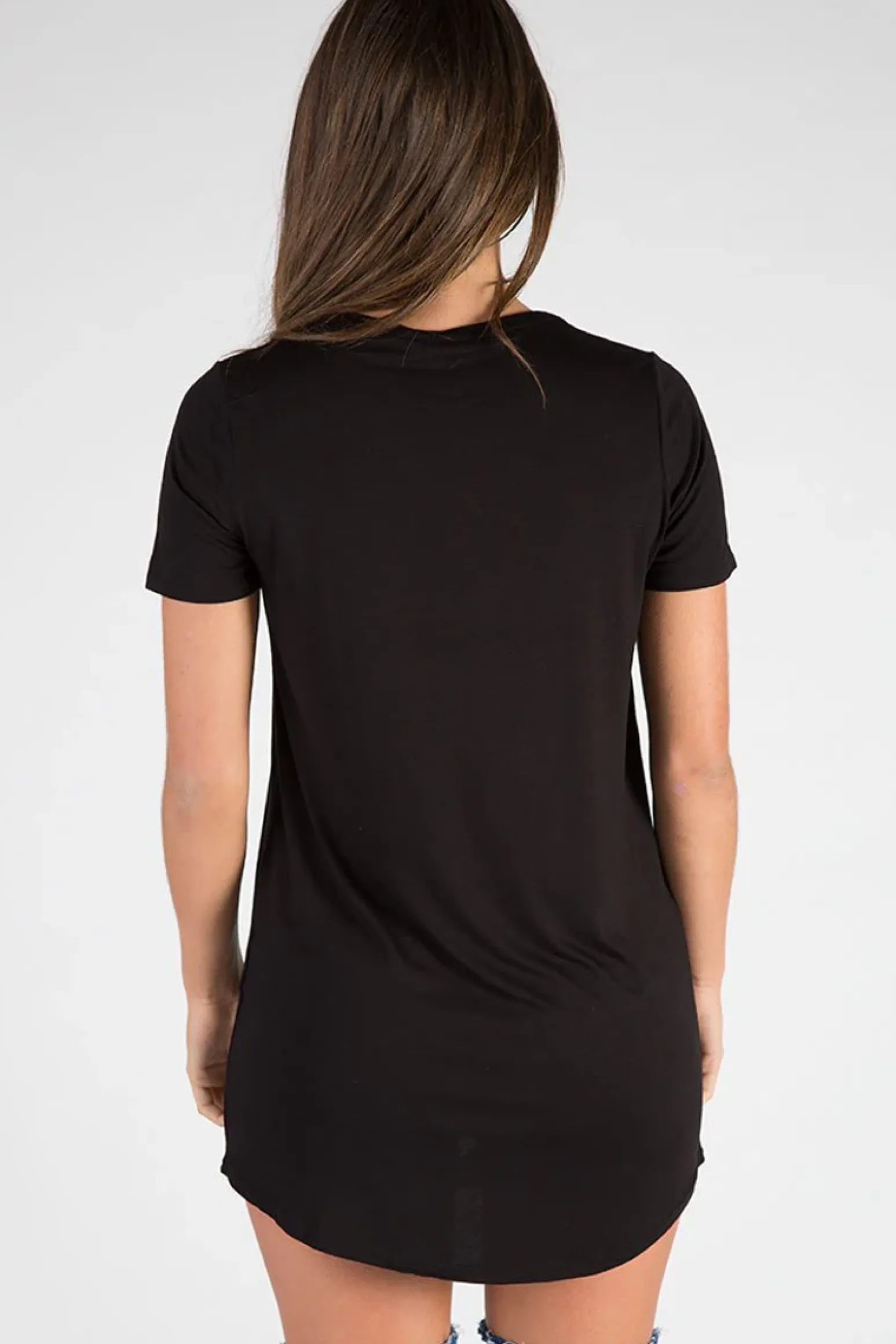 Rebellious Fashion Black Laser Cut Eagle Graphic T Shirt Dress - Lola