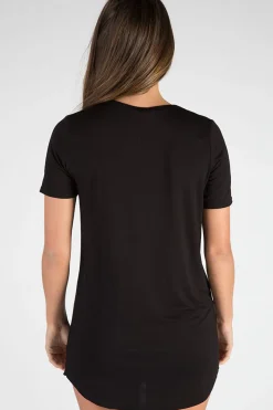 Rebellious Fashion Black Laser Cut Tie Dye T Shirt Dress - Imogen