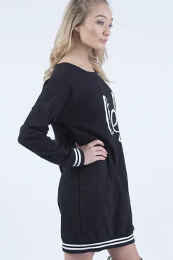 Rebellious Fashion Black Lies Slogan Jumper Dress - Ellie