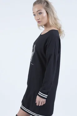 Rebellious Fashion Black Lies Slogan Jumper Dress - Ellie