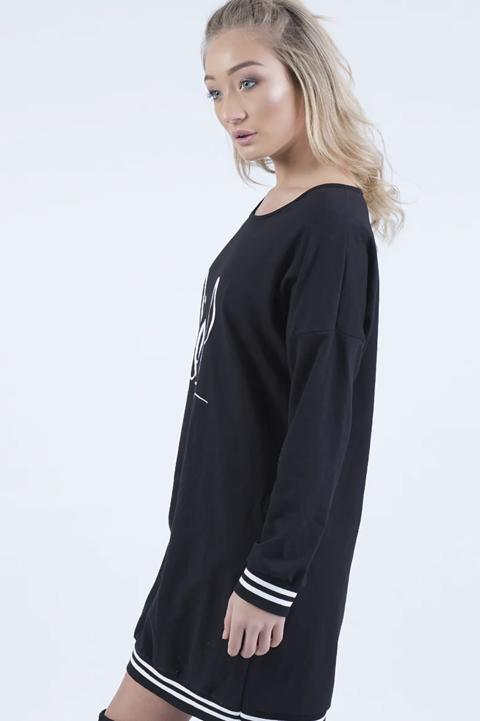 Rebellious Fashion Black Lies Slogan Jumper Dress - Ellie