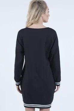 Rebellious Fashion Black Lies Slogan Jumper Dress - Ellie