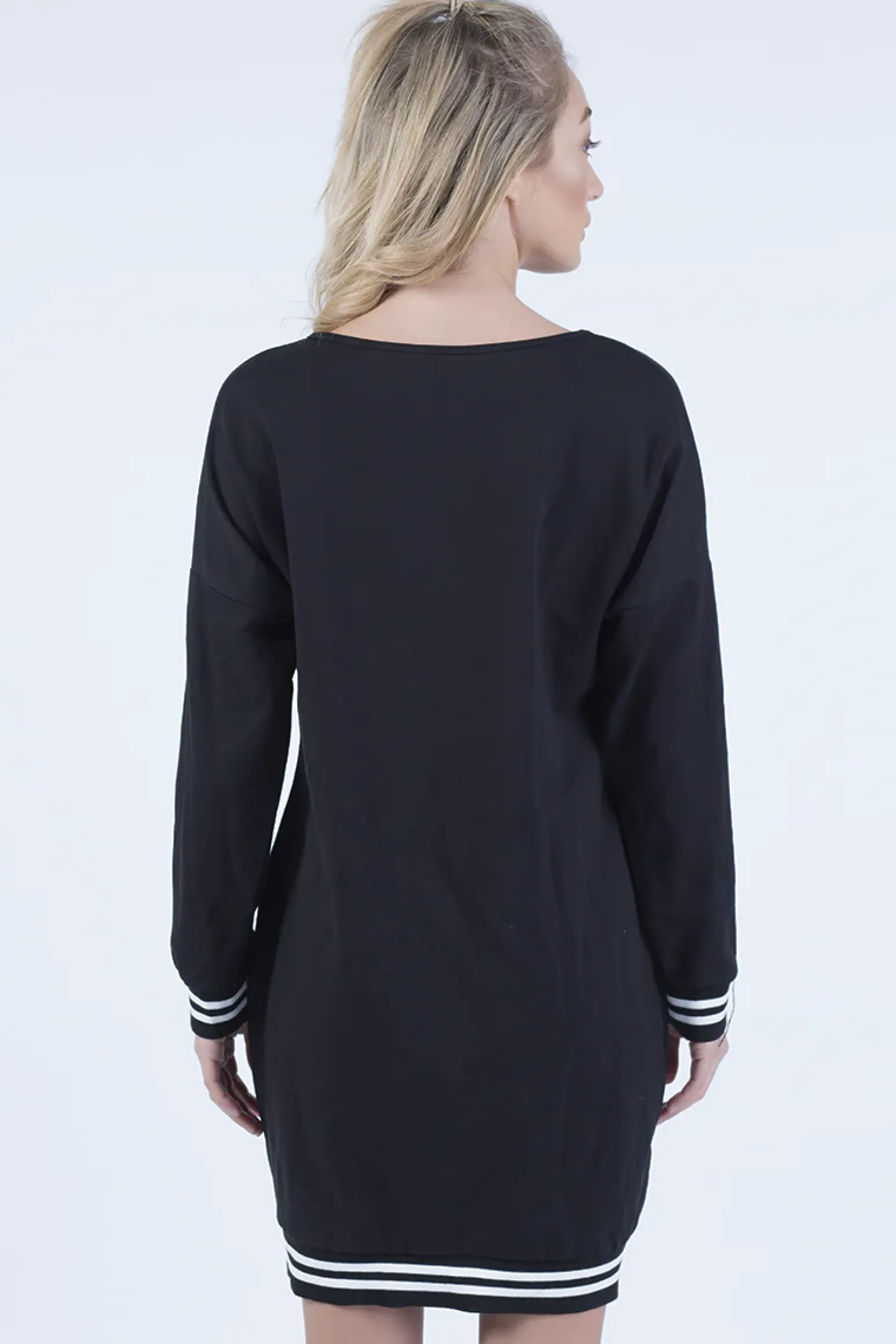 Rebellious Fashion Black Lies Slogan Jumper Dress - Ellie