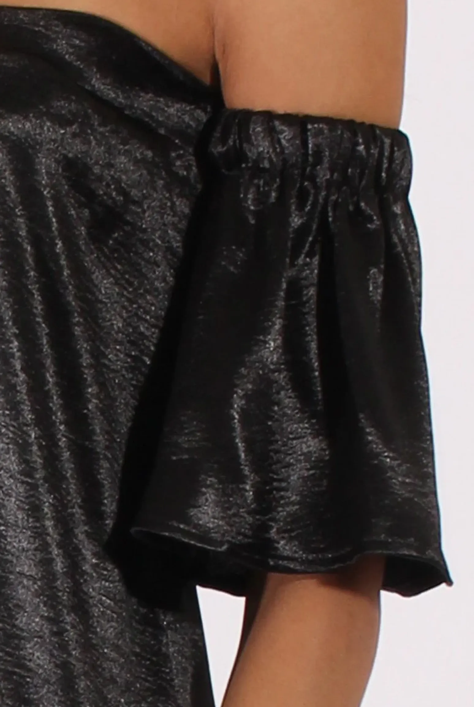 Rebellious Fashion Black Metallic Bardot Dress - Maria