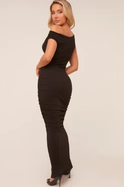 Rebellious Fashion Black One Shoulder Bodycon Maxi Dress - Nadine