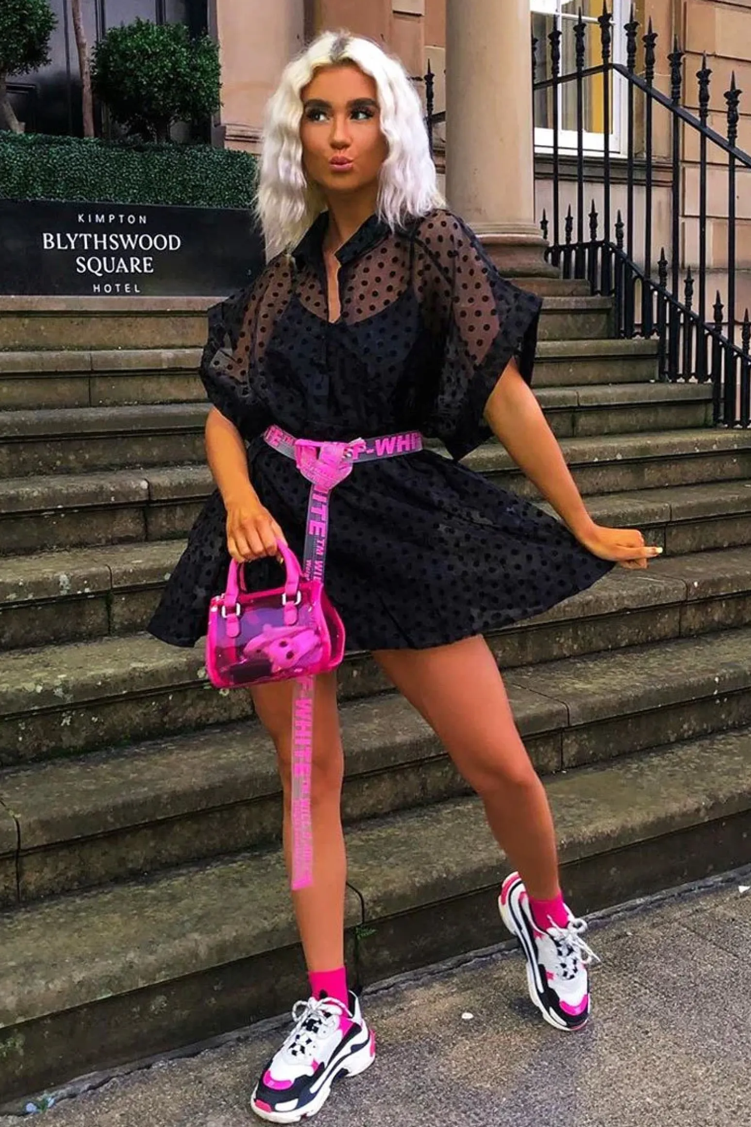 Rebellious Fashion Black Organza Polka Slip Insert Shirt Dress - Nathalia