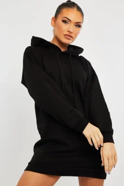 Rebellious Fashion Black Oversized Hoodie Dress - Eimy