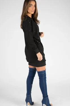 Rebellious Fashion Black Paint Splatter Jumper Dress - Moxie