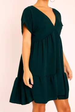 Rebellious Fashion Black Plunge Neckline Tiered Dress - Caralyn
