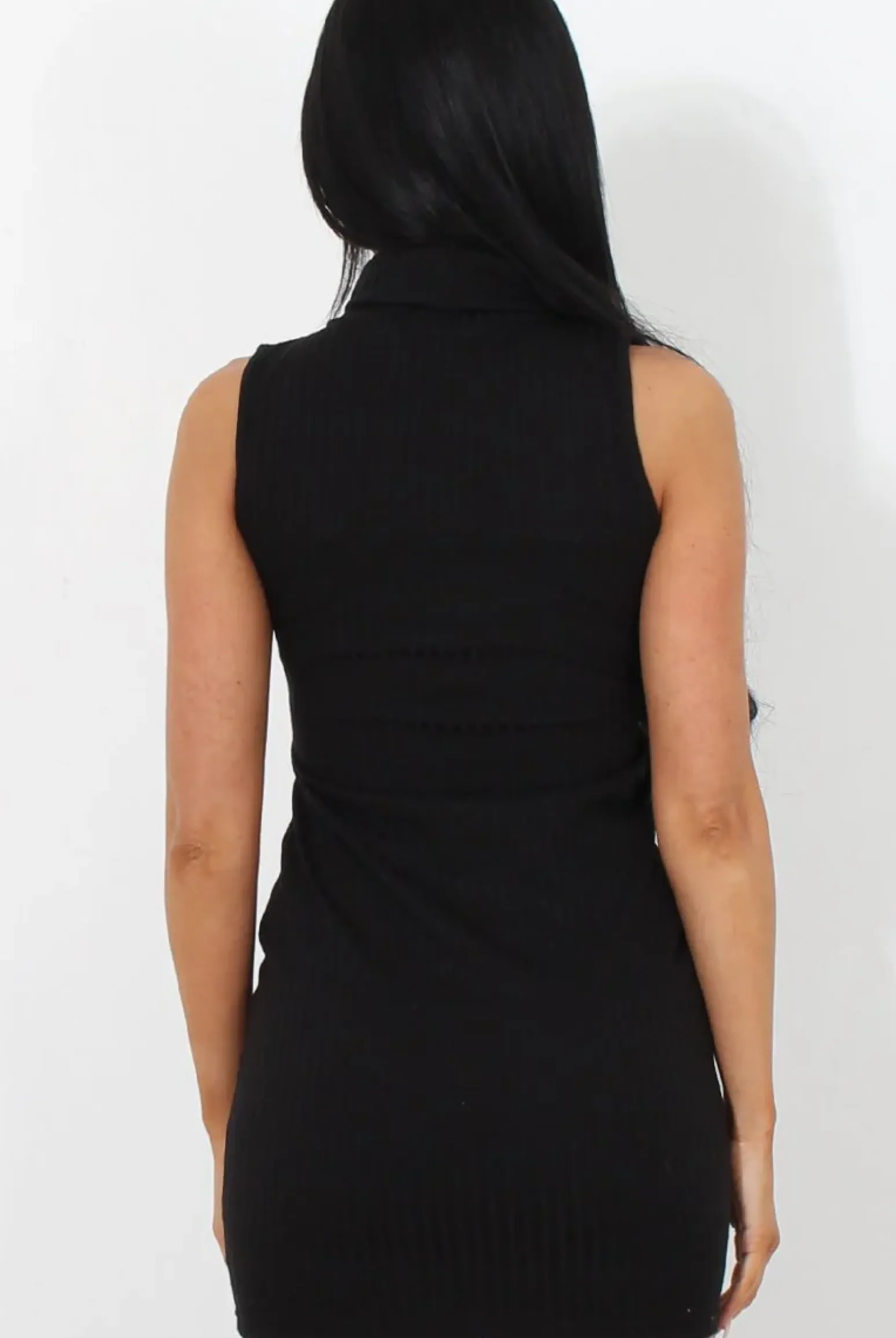 Rebellious Fashion Black Ribbed Dress-Livia