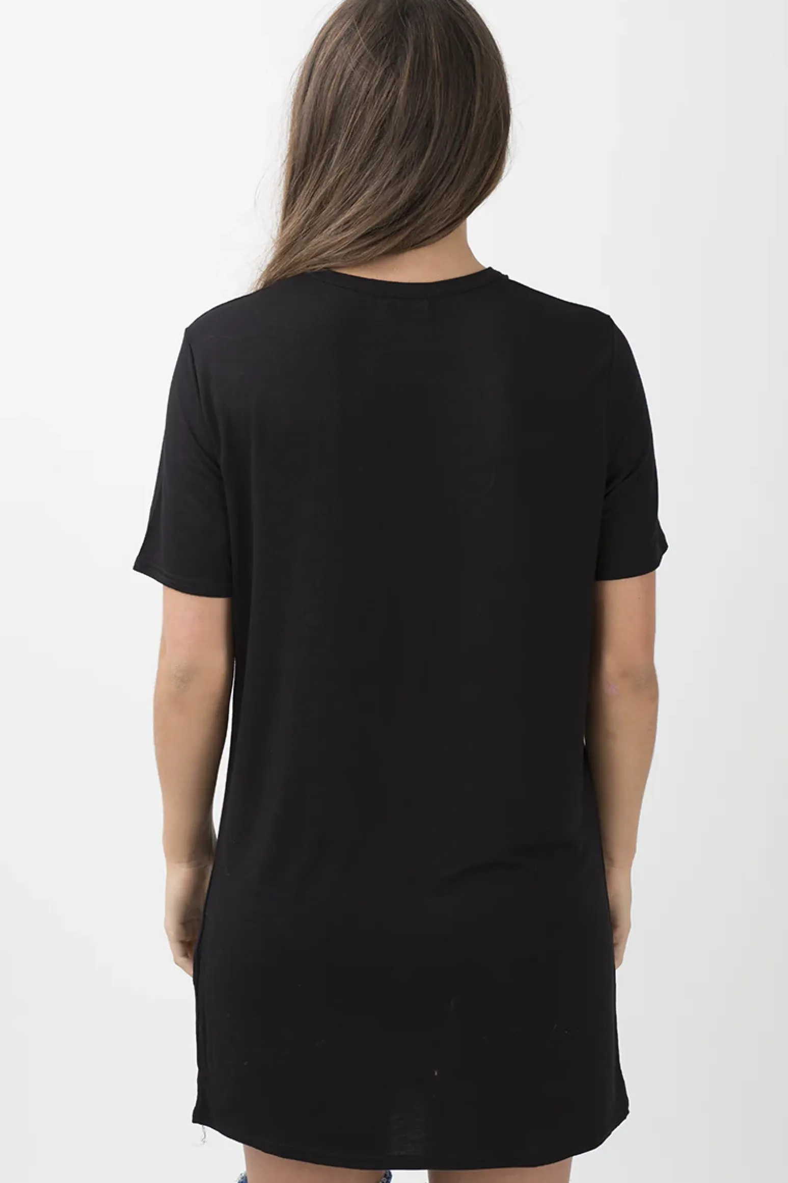 Rebellious Fashion Black Ring Choker 'Rock & Roll' T-Shirt Dress - Betty