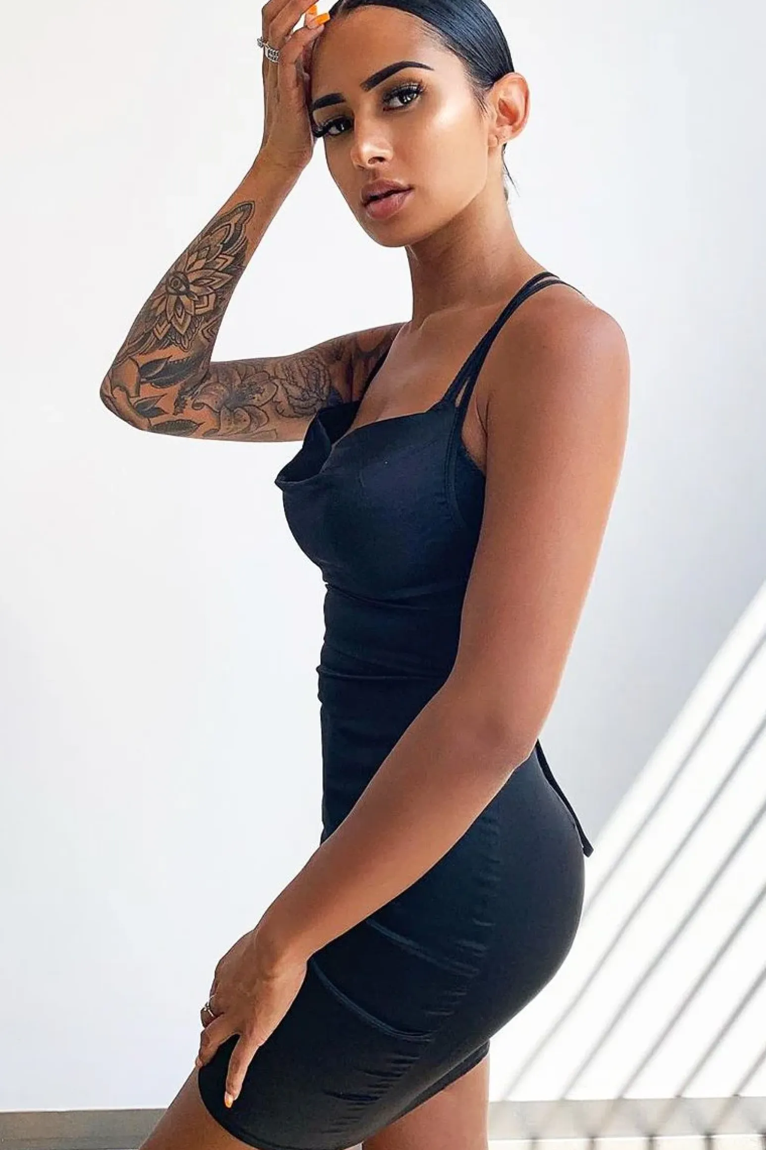 Rebellious Fashion Black Satin Lace Up Bodycon Mini Dress - Sira