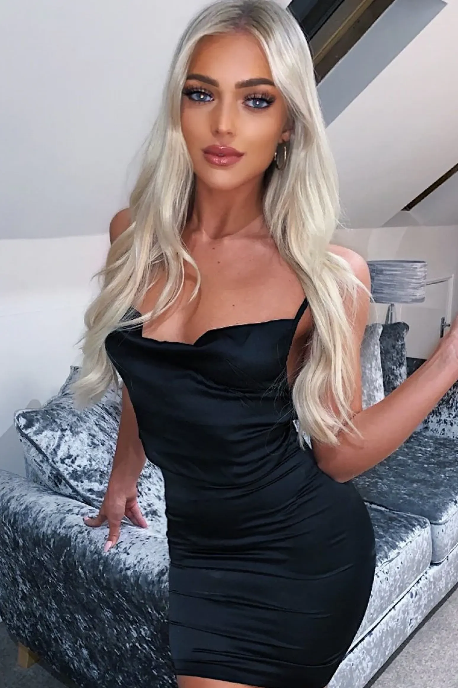 Rebellious Fashion Black Satin Lace Up Bodycon Mini Dress - Sira