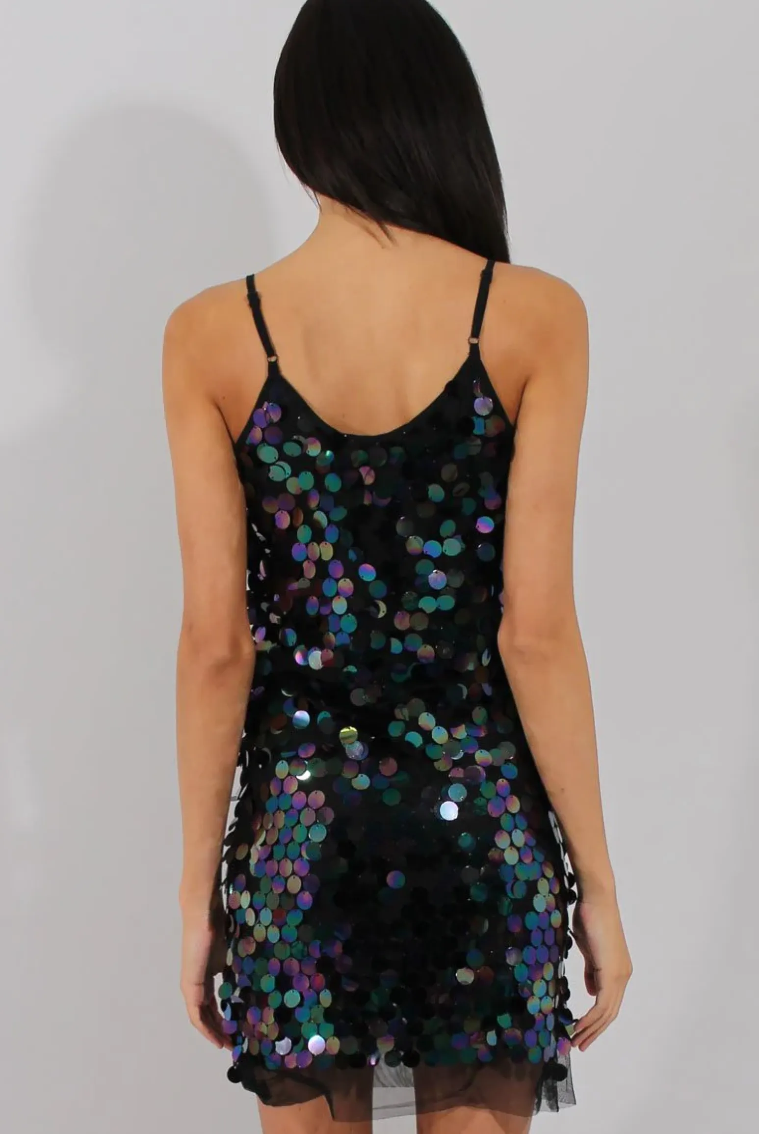 Rebellious Fashion Black Sequin Slip Dress - Kristy