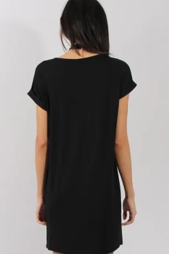 Rebellious Fashion Black Slogan Print Tshirt Dress - Avril