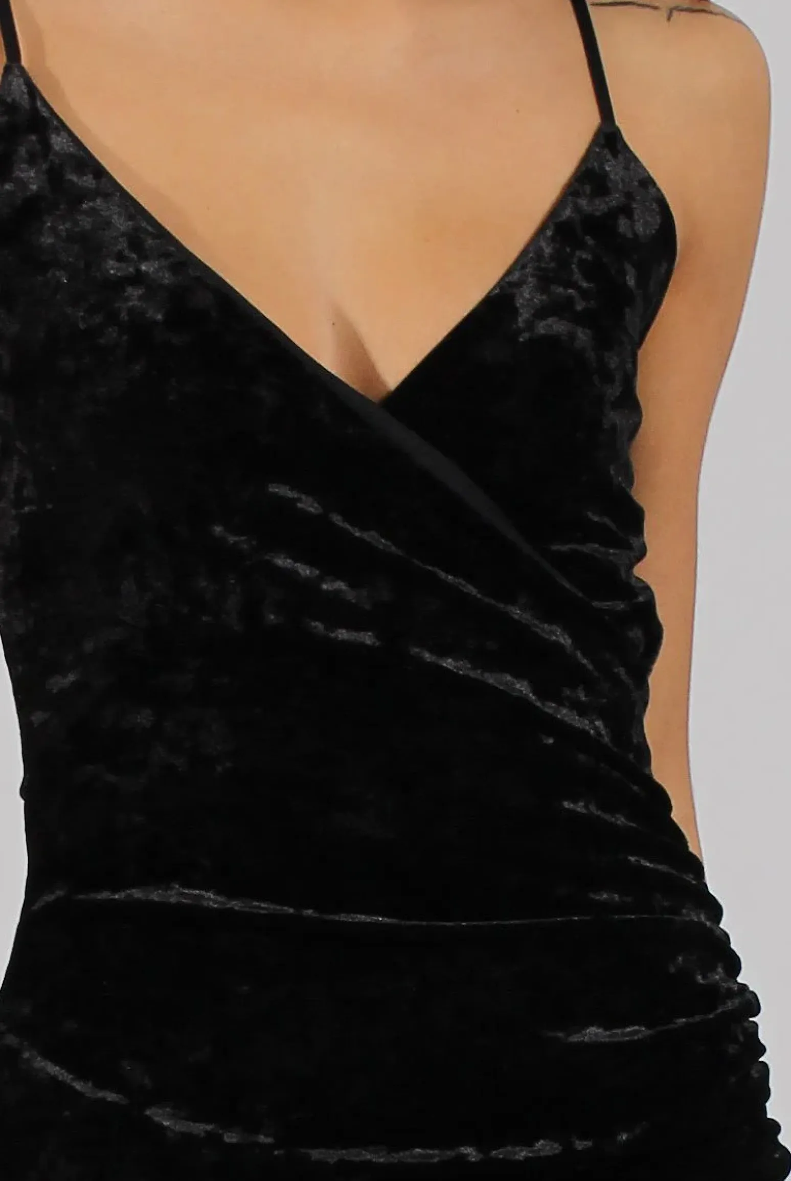 Rebellious Fashion Black Velvet Wrap Around Dress - Hannah