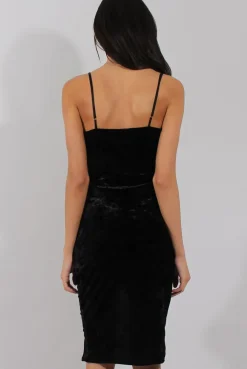 Rebellious Fashion Black Velvet Wrap Around Dress - Hannah