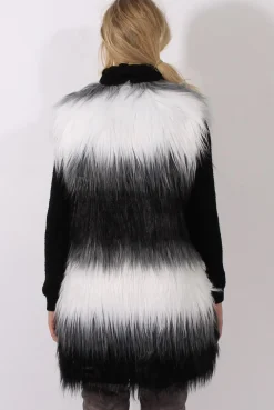 Rebellious Fashion Black & White Faux Fur Gilet - River