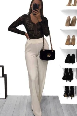 Rebellious Fashion Black and Nude Lace Long Sleeve Open Back Bodysuit - Ellice