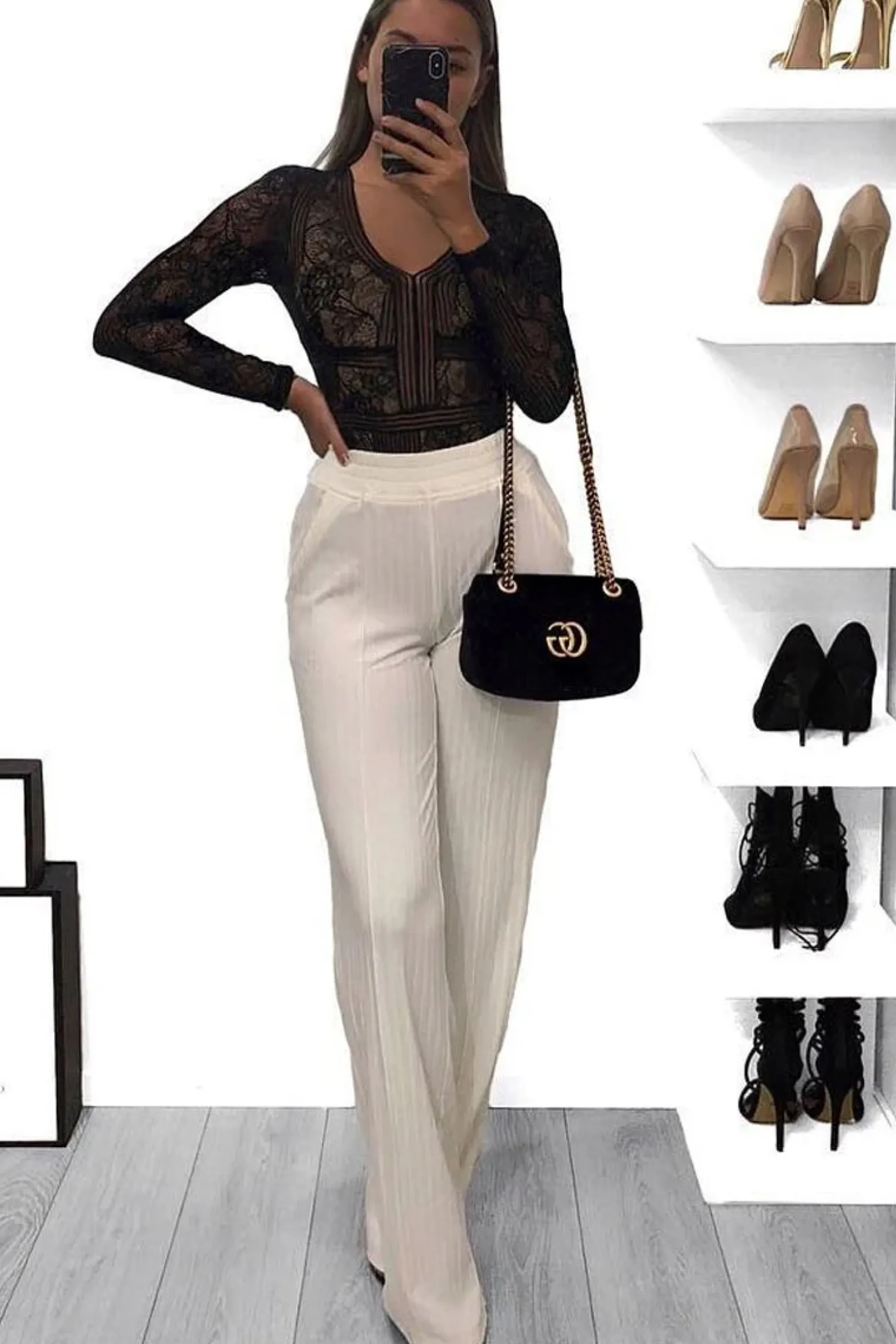 Rebellious Fashion Black and Nude Lace Long Sleeve Open Back Bodysuit - Ellice