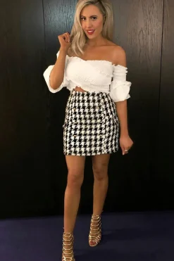 Rebellious Fashion Black and White Check Button Front Skirt - Dalena