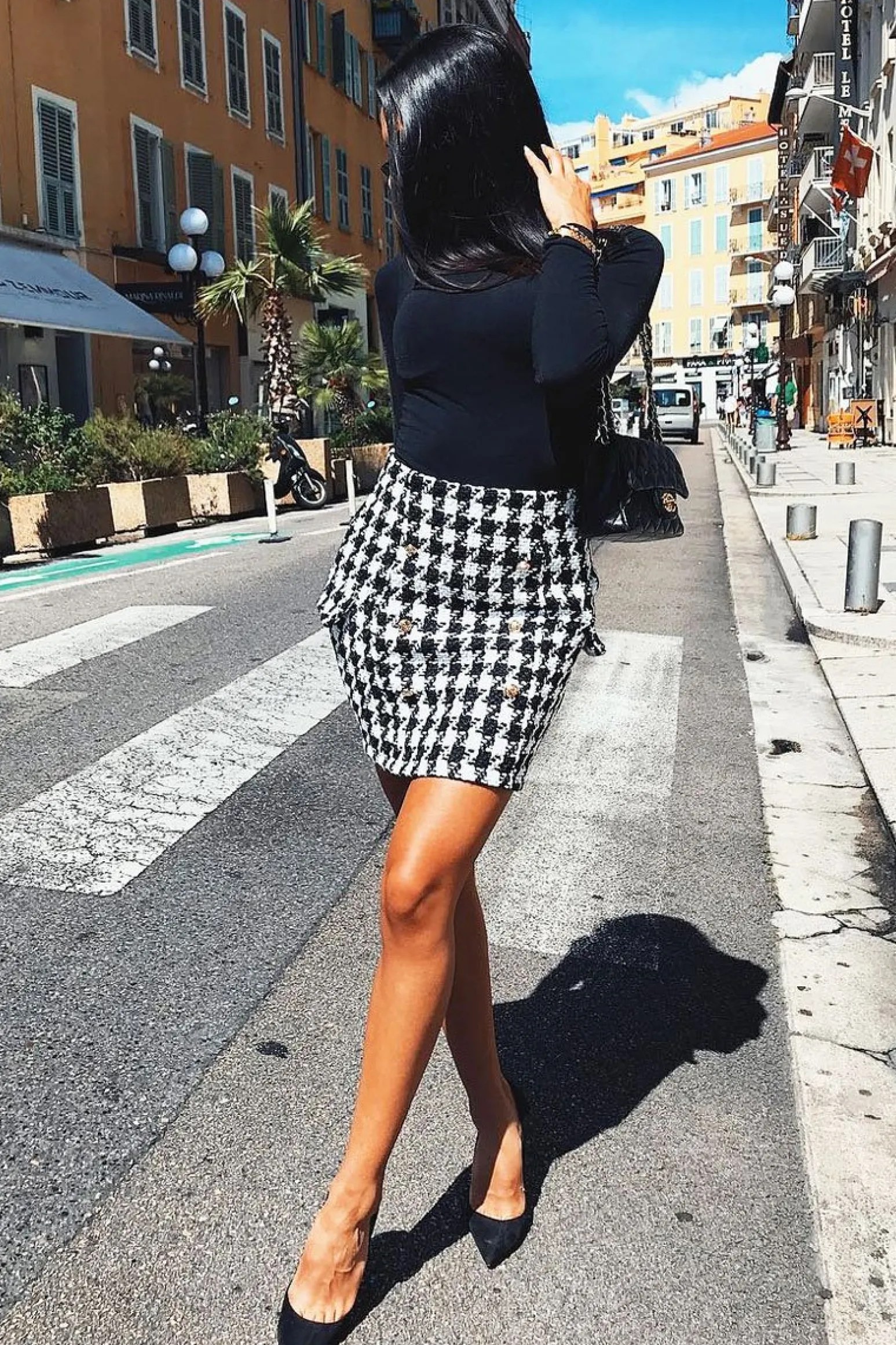 Rebellious Fashion Black and White Check Button Front Skirt - Dalena