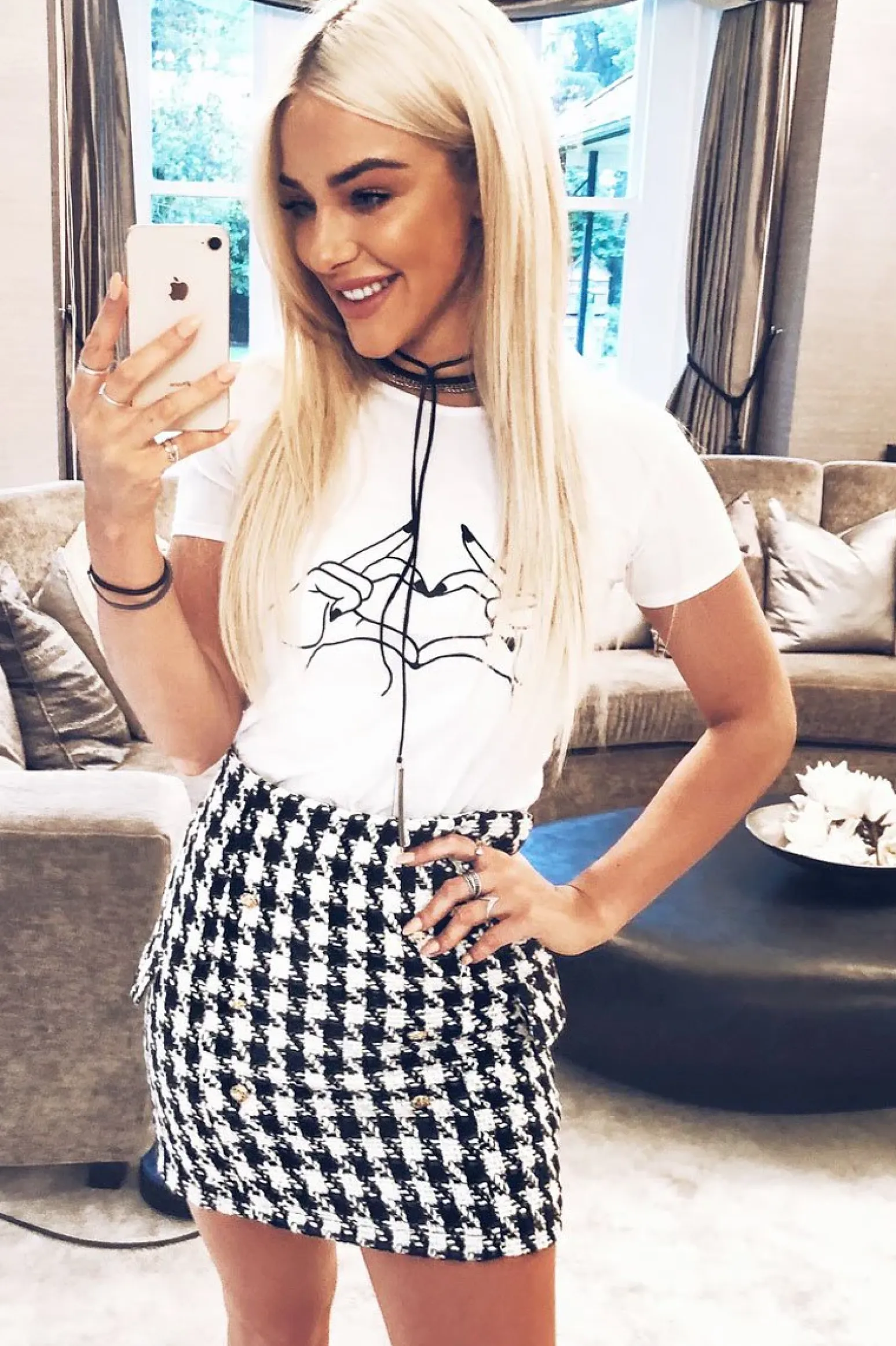 Rebellious Fashion Black and White Check Button Front Skirt - Dalena