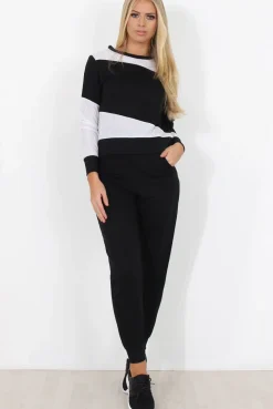 Rebellious Fashion Black and White Loungewear Set - Katie