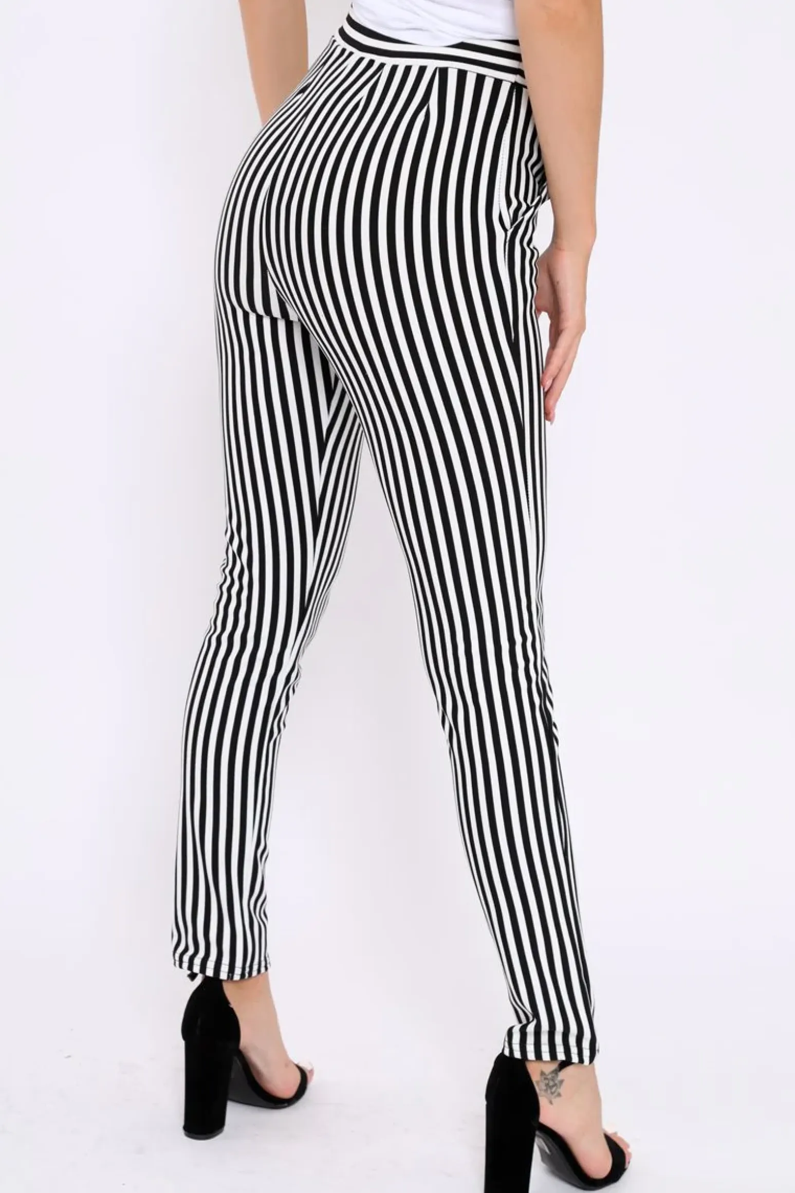 Rebellious Fashion Black And White Striped Straight Leg Trousers - Bryanny
