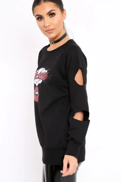 Rebellious Fashion Black Anti Social Slogan Jumper - Aaruhi