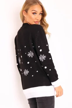 Rebellious Fashion Black A Very Merry Christmas Slogan Jumper - Lotta