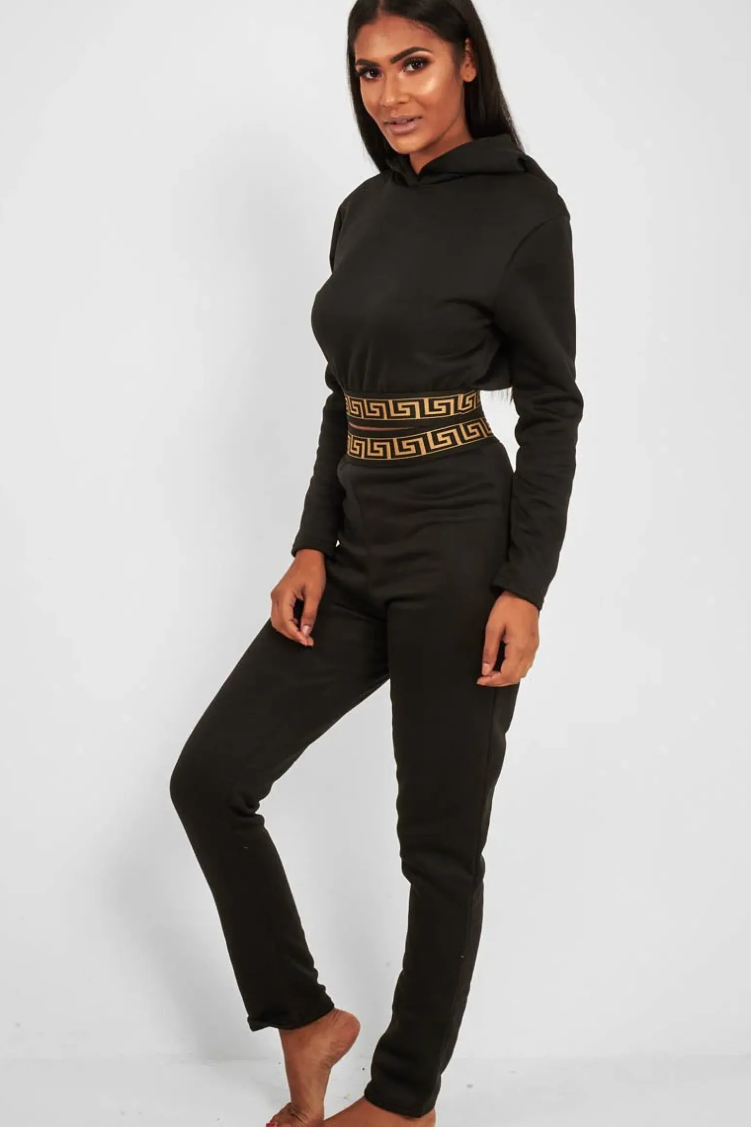 Rebellious Fashion Black Aztec Trim Loungewear Set - Galena
