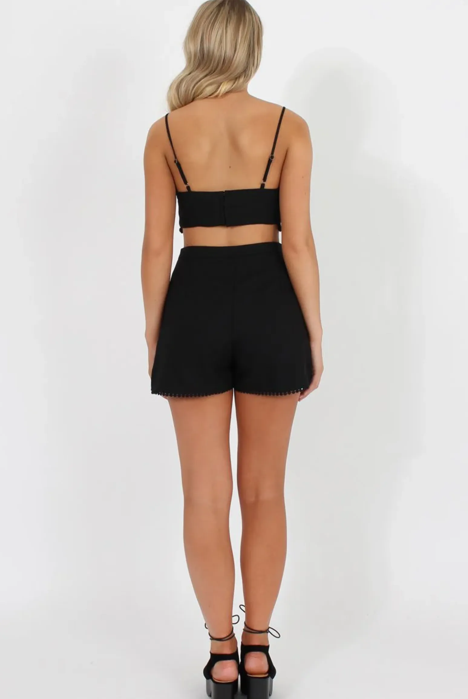 Rebellious Fashion Black Aztec Trim Two Piece Set - Alby