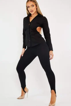 Rebellious Fashion Black Backless Cut Out Shirt - Maja