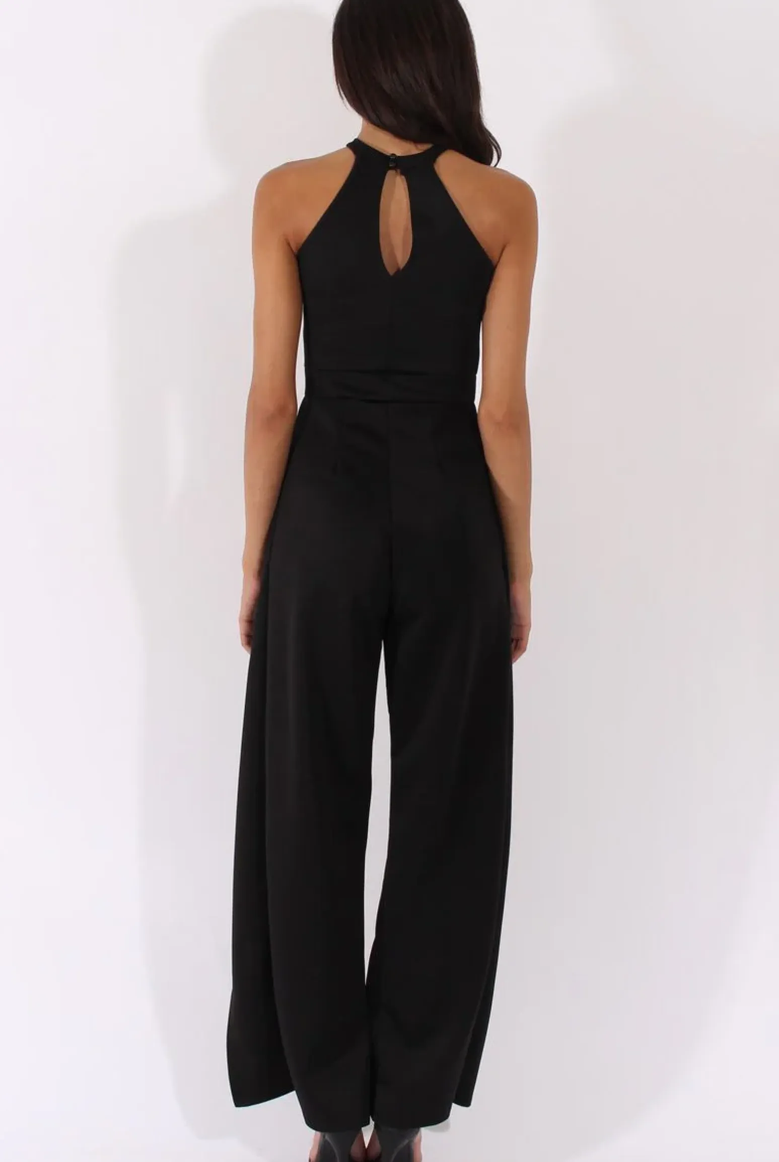 Rebellious Fashion Black Bandeau Choker Split Detail Jumpsuit - Rosy