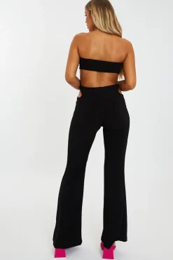 Rebellious Fashion Black Bandeau Cut Out Jumpsuit - Evra