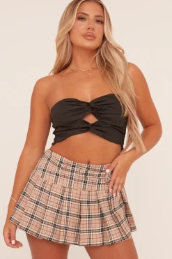 Rebellious Fashion Black Bandeau Twist Front Cropped Top - Annina